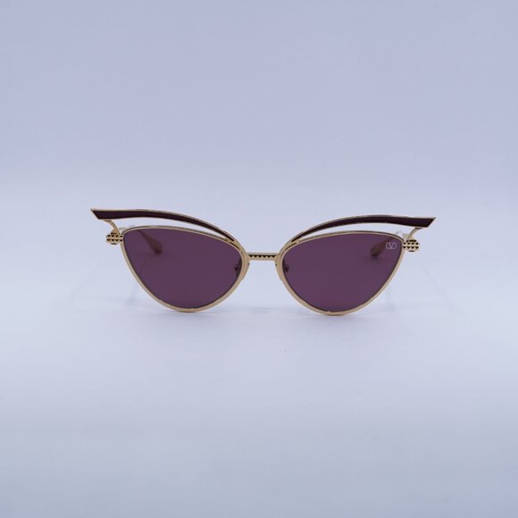 🕶️ New Valentino V-GLASSLINER VLS-118B Sunglasses - Light Gold/Bordeaux Frame - Picture 2 of 10